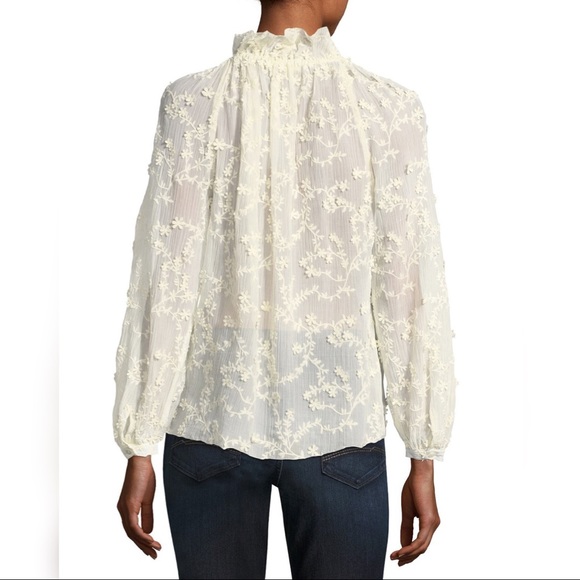 Rebecca Taylor Ellie Embroidered Lace Silk Top - Picture 2 of 8